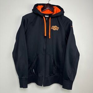 Nike Oklahoma State OSU Therma-FIT Full Zip Hoodie Black Orange Mens Large
